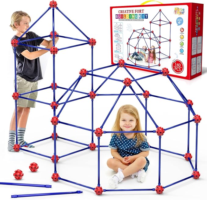 Fort Building Kit for Kids,STEM Construction Toys, Christmas & Birthday Gift for 4 5 6 7 8 9 10 11 12 Years Old Boys and Girls,Ultimate Creative Set for Indoor & Outdoors Activity,140 Pcs,Original | STEM Construction Toys, Gift for 4 5 6 7 8 9 10 11 12...