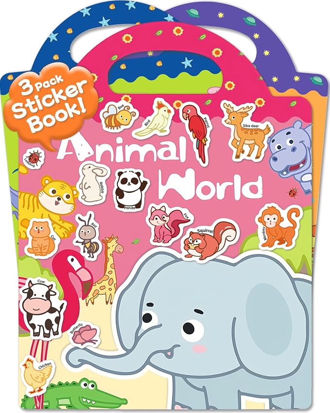 Benresive Reusable Sticker Book for Toddlers, Stickers for Kids, Travel Toy | Toddler Toys, Boys Girls Birthday Gifts, Airplane & Road Trip Essentials Kids, No Mess Waterproof Toddler Crafts Activities