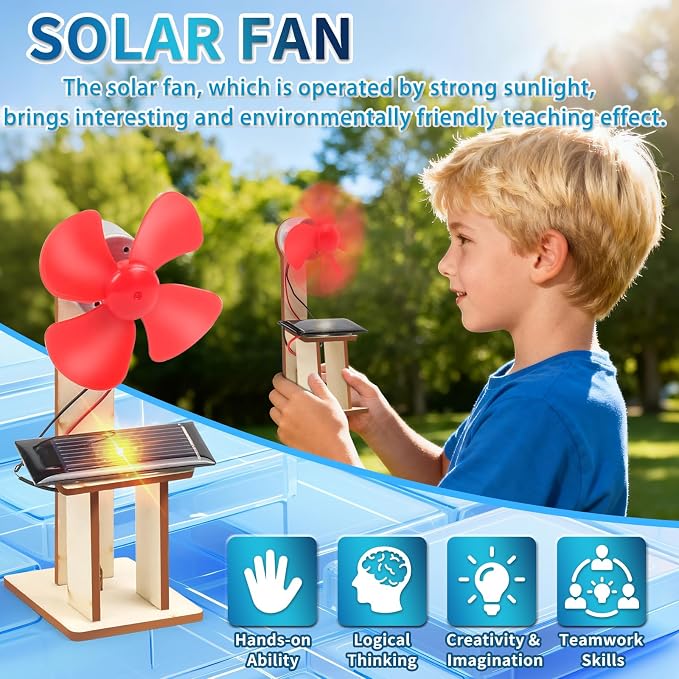 6 Set Solar Fan STEM Kits for Kids Ages 6-12, Science Kits for Classroom | Bulk STEM Toys Gifts for Ages 8-13 Year Old Boys Girls Crafts Activities, Science Experiment Circuit Projects Solar Power Kit