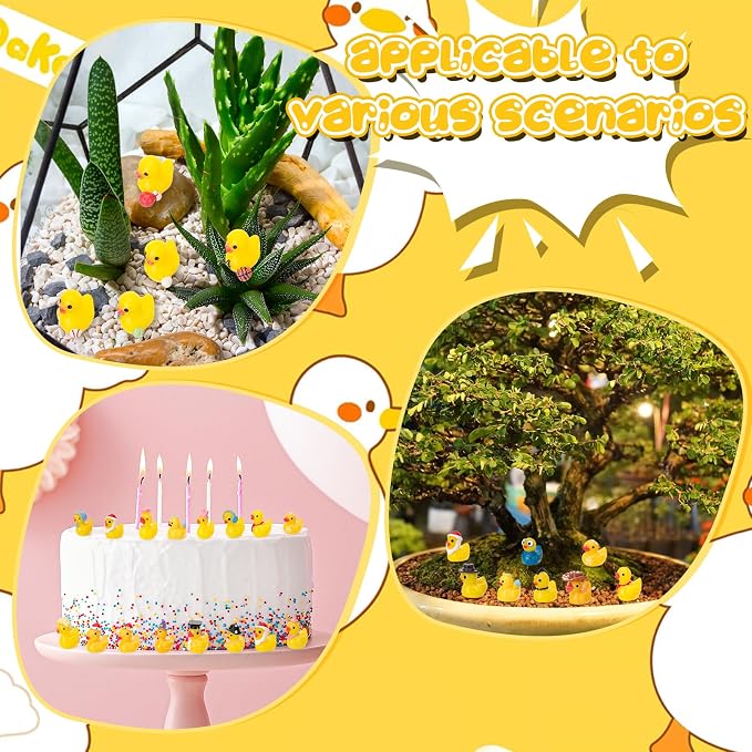 50 Pack Multicolor Mini Resin Ducks, Novelty Little Yellow Duck | Tiny Ducks to Hide Prank, Party Favor for Birthday, Graduation, Independence Day, Halloween, Christmas (50 Styles)