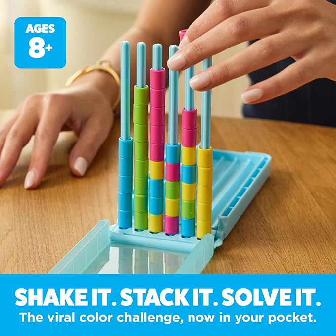 Mini Color Stack Challenge by Relatable - Shake It, Sort It, Solve It. A Solo-Play Travel Games Version of The Viral Color Stack Game for Ages 8+ – Includes 1 Travel Case and 40 Rings