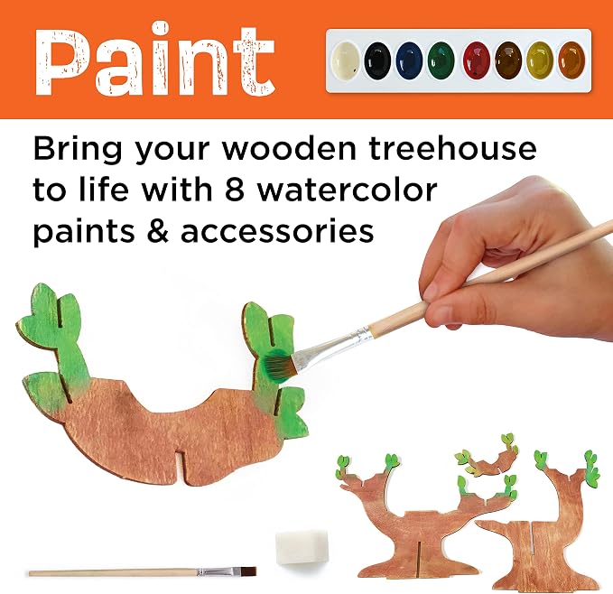 Creativity for Kids Build and Grow Tree House Craft Kit - Treehouse Playset Toy for Boys and Girls, Classic Toys for Kids (Ages 6+)
