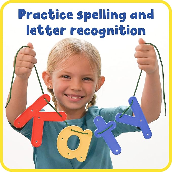 READY 2 LEARN Lacing Alphabet - Lowercase - 26 Letters - 8 Laces - Threading Toy for 3, 4, 5, 6 Year Olds - Fine Motor Skills, Letter Recognition and Early Spelling | Threading Toy for 3, 4, 5, 6 Year Olds, Fine Motor Skills, Letter Recognition and Ear...