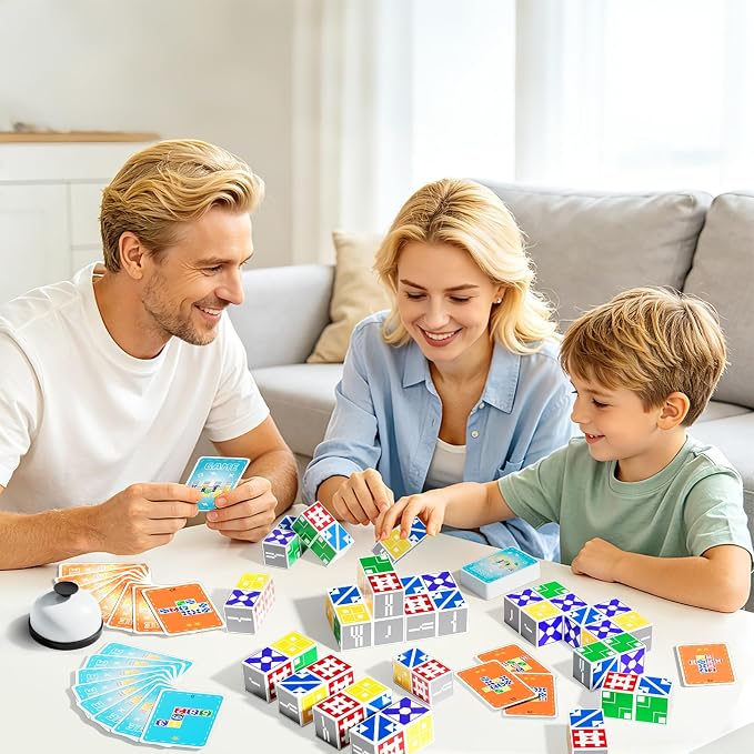 2.0 Family Board Game for Kids & Adults, Block Puzzle Games, 2+ Player Card Matching Puzzles for Children, Birthday Easter Christmas Party Gifts for Boys & Girls