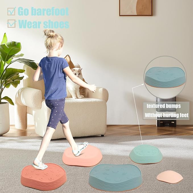 Fanboxk Stepping Stones for Kids,Non-Slip Toddler Sensory Toy | Sensory Balance Stepping Stones for Promoting Toddler Balance Coordination Skills,Up to 220 LBS for Indoors or Outdoors Play
