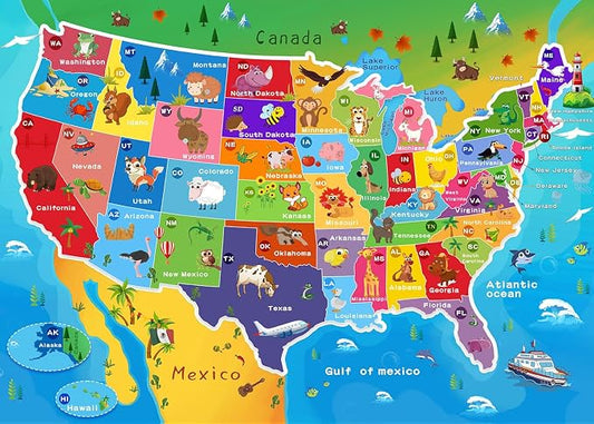 Puzzles for Kids Ages 6-8 & 8-10, 200 Piece USA Map Jigsaw Puzzle | Educational Learning Toy Jigsaw Puzzles for Kids Ages 10-12, Great Birthday & Holiday Gift for Boys and Girls, Home Decor