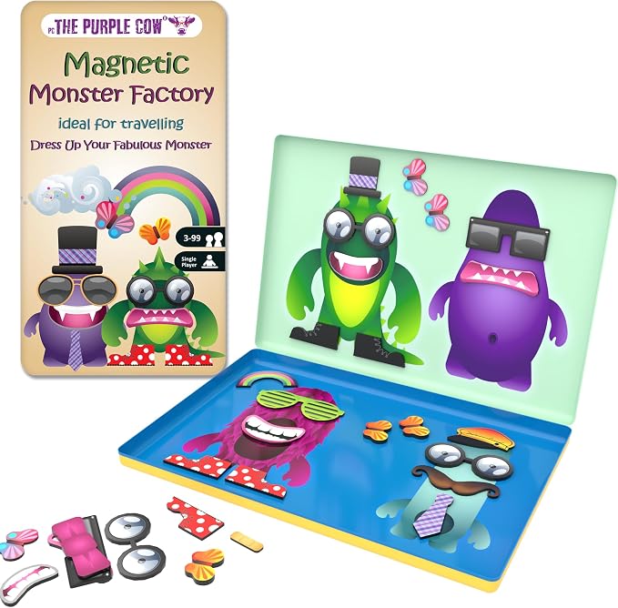 The Purple Cow- Monster Factory Game- Magnetic Travel Game. Great for Travel and On-The-Go. A Monstrous ‘Dress Me Up’ Game. Activity for Boys and Girls