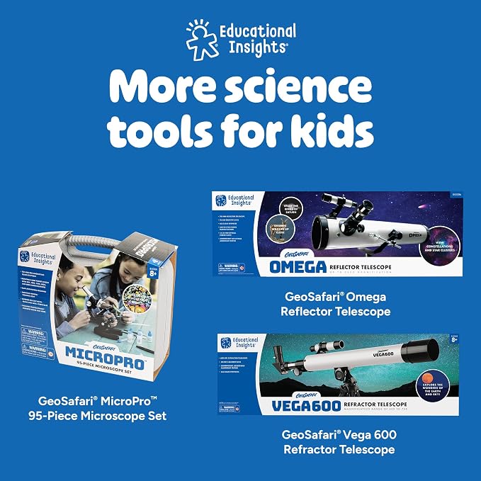 Educational Insights GeoSafari Stereoscope - Beginner Stereo Microscope for Kids 8-12, Electronic Stereoscope Viewer with Specimens, Kids Microscope Kit for Scientific Discovery, Student Microscopes