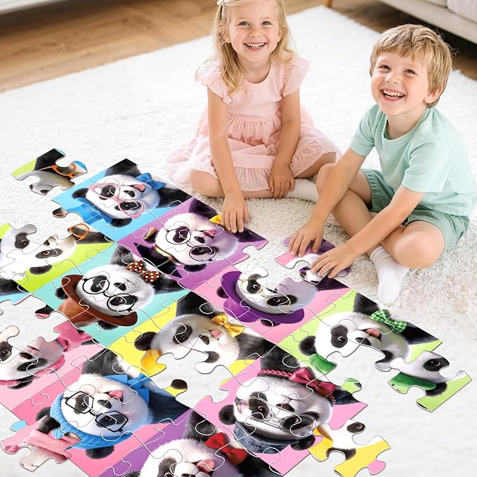 Jumbo Floor Puzzle for Kids,48 Piece Panda Jigsaw Puzzle Ages 3-8 | Panda Theme Animal Puzzle,Extra-thick Cardboard,Preschool Learning Toy,35x24 in Completed,Birthday Gift for Boys and Girls