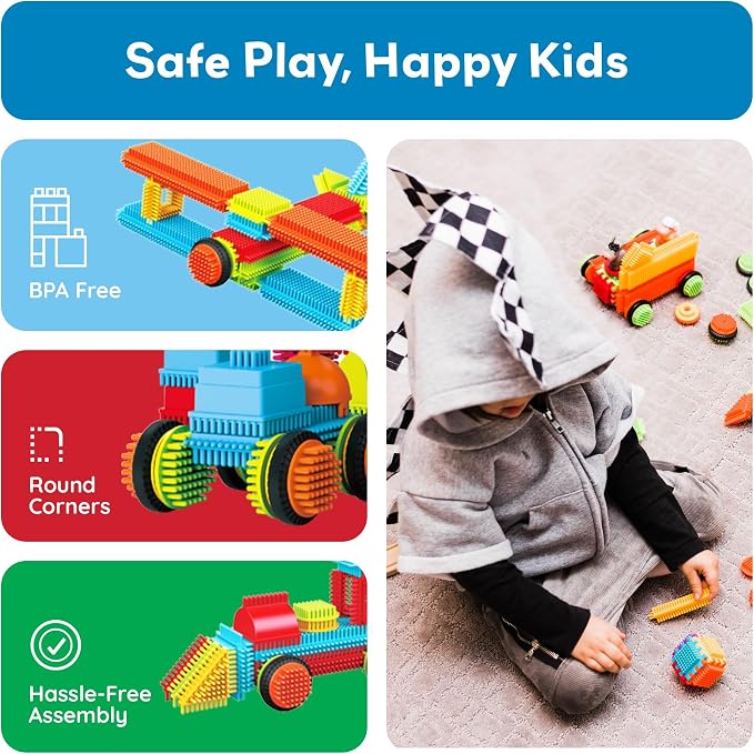 PicassoTiles 120pcs Hedgehog Interlocking Building Blocks Tiles Construction Toy Set Learning Playset STEAM Development Preschool Kindergarten Toy for Kids Age3+ PTB120 | Soft rubbery texture, easy-connect forms, BPA-free & lead-safe material, 20+ 3D d...