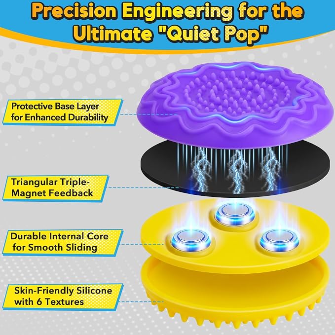 Magnetic Fidget Slider Coin Set 6 Pack, Quiet Stress Relief Toys, Sensory Sliding & Clicking Desk Fidget for Adults & Kids, ADHD Focus Anxiety Relief Office Classroom Portable Fidget Gifts