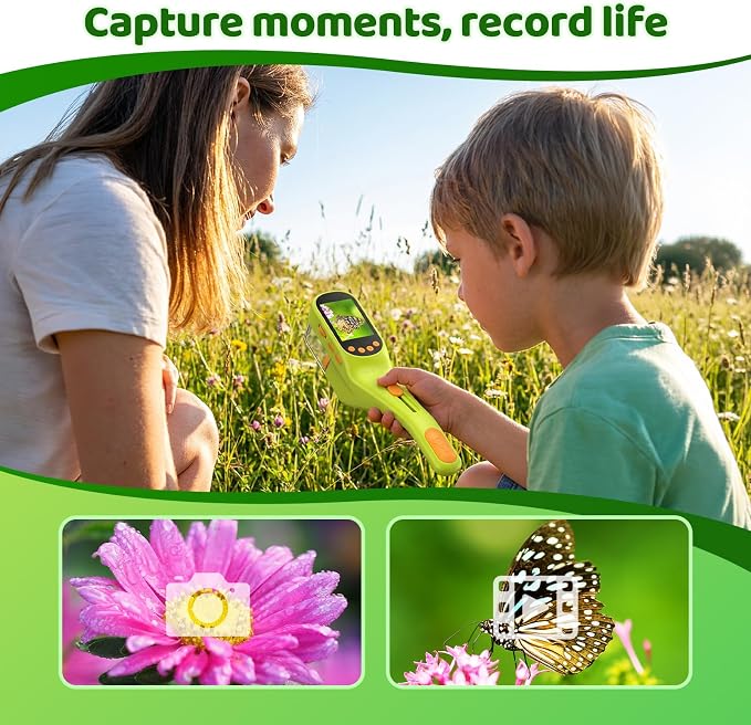 Handheld Microscope for Kids, Outdoor Explorer STEM Toy with Bonus Tools, 2.4" IPS Screen, Ergonomic Grip, Digital Camera, Photo/Video, Magnifier, Science Kit – Gift for Boys & Girls Age 3-12
