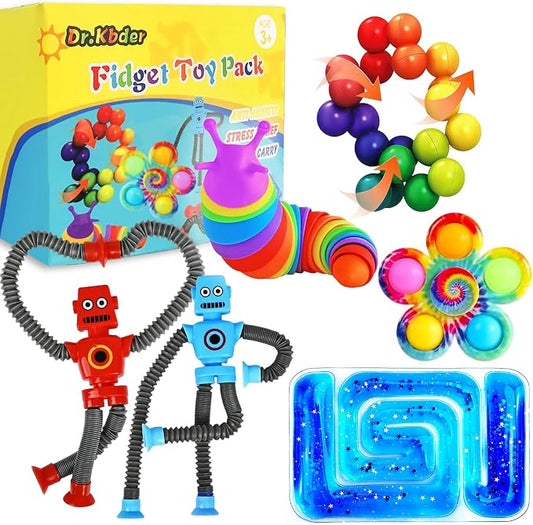 6Pack Sensory Autism Toys for Tollder Kids, Airplane Travel Road Trip Restaurant Toy for Age 3-5 5-7 Fidget Classroom Must Have Treasure Prize Autistic ADHD Easter Basket Stuffers Gifts
