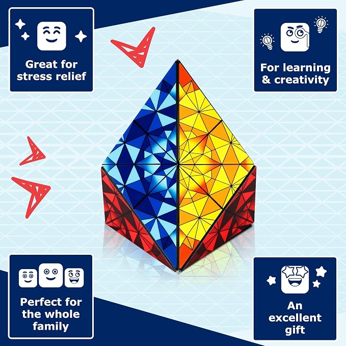 Shashibo ICOSA XL Magnetic Puzzle Toy, Stress Relief Fidget Toy | 200+ Possible Shapes, Sensory Fidget Toy For Adults & Kids, Fun Shape Shifting Puzzle Toy For All Ages