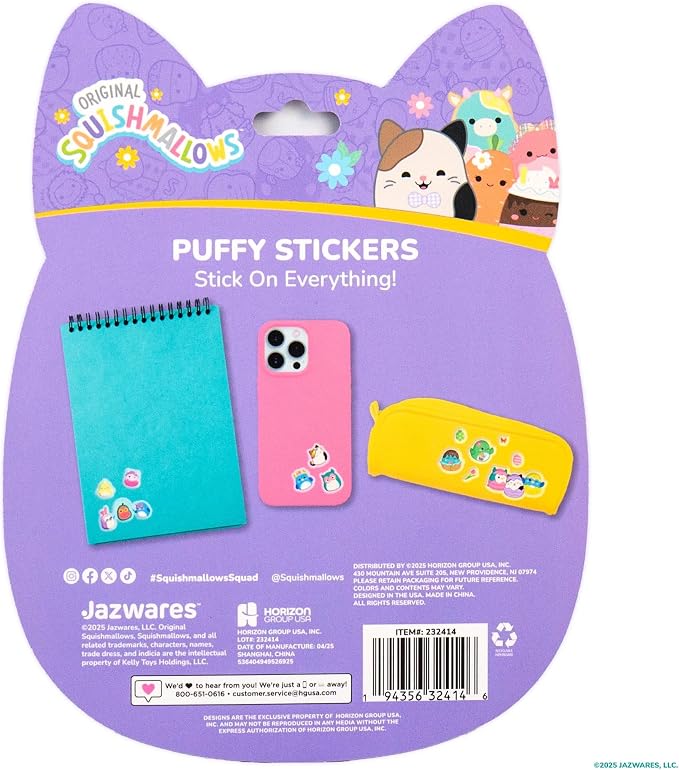 Original Squishmallows Puffy Stickers, 33 Stationery Stickers, Spring Theme