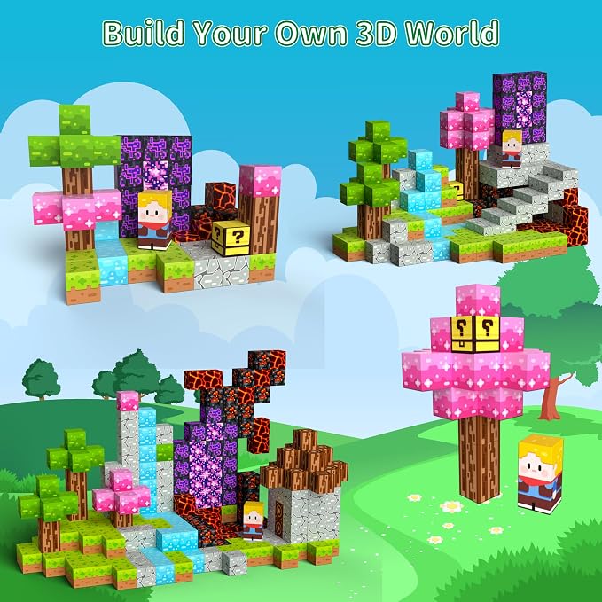 Mini Magnetic Blocks Travel Set 60PCS Building Cubes for Kids with Case | Travel Toys for Kids 4-8 Toddler , Airplane Car Road Trip Essentials, STEM Learning Toy, Gift for Boys and Girls