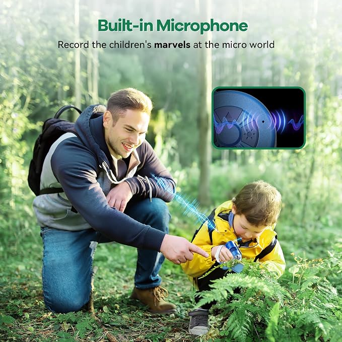 Hideal HP20 IPS Microscope for Kids: [3-in-1] [Easy and Fun] 2" Portable Handheld Microscope Miniscope, Pocket Mini Scope Educational Science Kit, Christmas Birthday Gifts for Kids, 32GB, Blue
