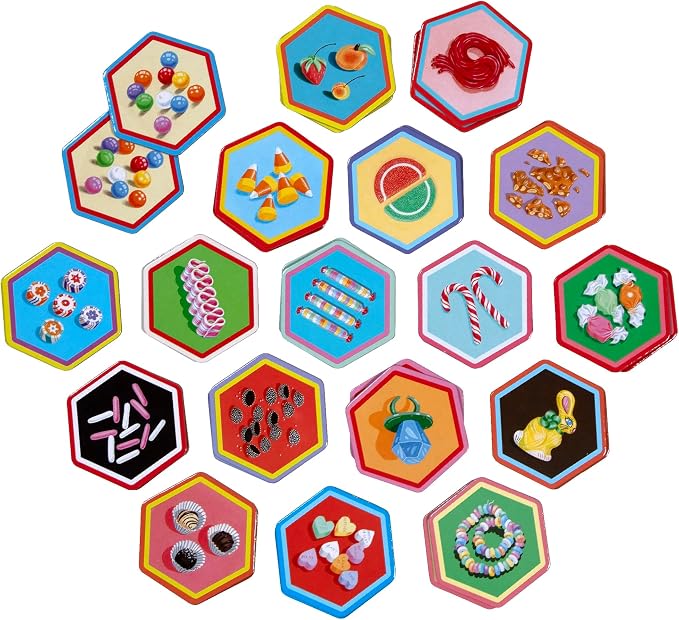 eeBoo Candy Memory & Matching Game, Ages 3+, 1-4 Players | Introduces sweets vocabulary. Sharpens recognition, concentration & memory skills. Includes 36 hexagonal tiles, 18 pairs