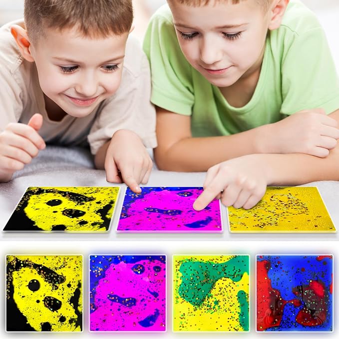 Liquid Sensory Soft Gel Toys - Set of 12 - Square | Sensory Fidget Toys, Water Sensory Toys, For Nursery, Playroom, For Toddlers and Kids with Autism
