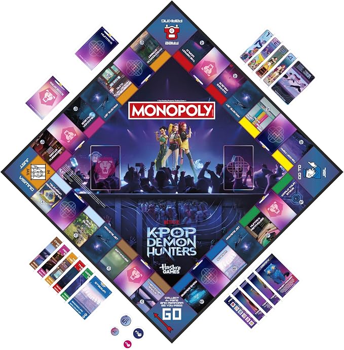 Monopoly: Kpop Demon Hunters Edition Board Game | Family Games for Kids, Teens, and Adults | Fun Gifts for Kids | 2 to 6 Players | Ages 8+