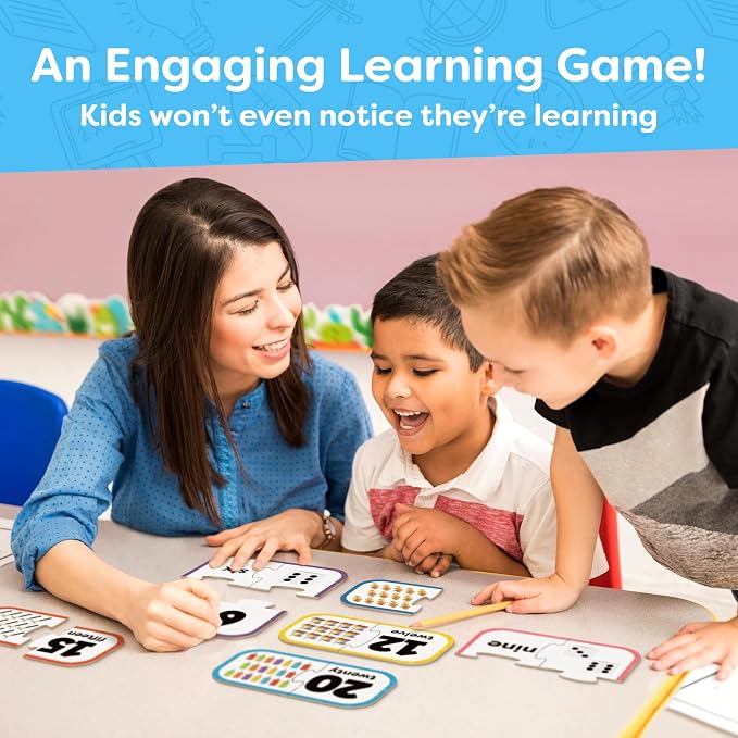 Number Puzzle Kindergarten Math Games - Number Puzzles for Kids Ages 3-5 - 20 Sets Matching Puzzle Toddler Learning Toys - Preschool Classroom Must Haves - Math Manipulatives Kindergarten
