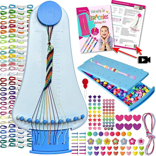 Friendship Bracelet Making Kit toys ,ages for 8 9 10 11 12 Year Old Girls, Kids Travel Activity Set,diy kit,Arts and Crafts Bracelets String Maker Kit ,Great Christmas Birthday Gifts (lt blue-blue)