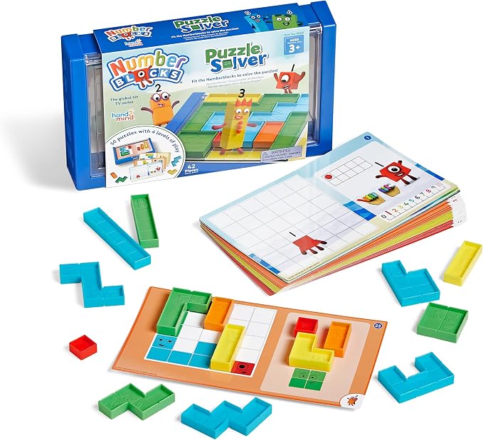 hand2mind Numberblocks Puzzle Solver, Logic Puzzle for Kids, Ages 3+ | Brain Teaser Puzzles for Kids, Educational Block Puzzle Games, Math Toys, Tactile Sensory Toys, Toddler Birthday Gifts
