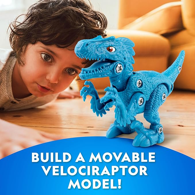 National Geographic Buildable Velociraptor Dinosaur Toy for Kids | Take-Apart Velociraptor, Construction Building Toy, STEM Learning, Fine Motor Skills, Dinosaur Play, Ages 4-8