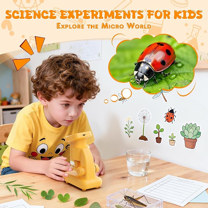 1200X Microscope for Kids, 2 in 1 Handheld & Desktop Digital Microscope with 9 Slides Science Kit, Portable Microscope HD Screen Video Record, STEM Educational Toys Gifts for Ages 6-12 Boys Girls