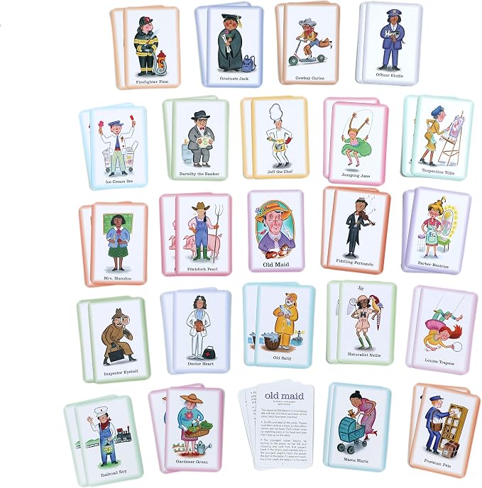 eeBoo Old Maid Playing Card Game, Career Themed Cards, Ages 5+, 3+ Players | A classic card game. Introduces occupations & vocabulary. Develops patience & concentration. Includes 50 laminated cards