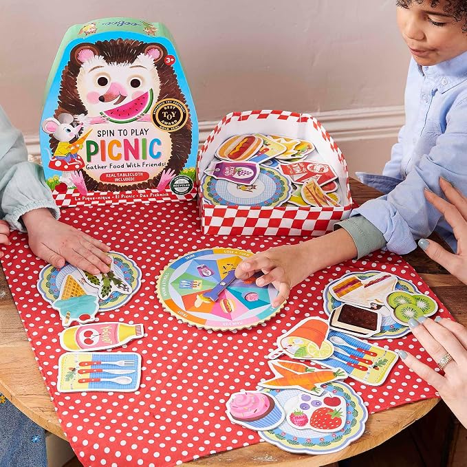 eeBoo: Spin to Play Picnic - Game for Kids, Gather Food with Friends, Preschool, Ages 3+, 2-4 Players, 15-25 Min Playing Time