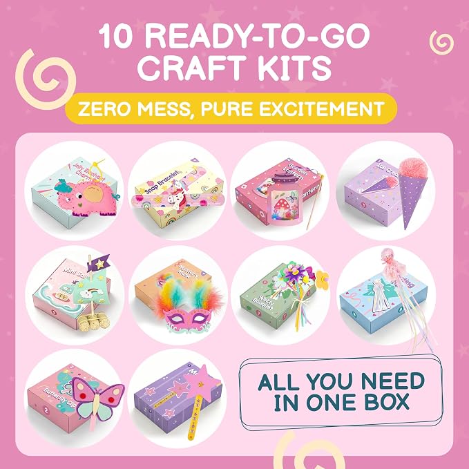 QuTZ 10-in-1 Interactive Craft Box, Crafts that Become Toys for Kids 4-8 | Everything pre-cut & ready. One project per box. 20+ materials (LED strips, snap bracelets, floating craft).