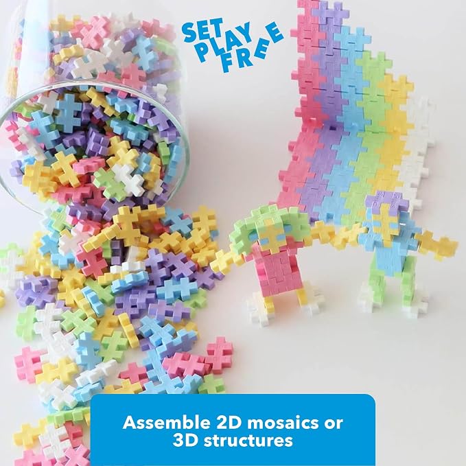 PLUS PLUS 600 Piece Pastel Mix - Mini Waffle Blocks, Classroom Must Haves | STEM Toys, Sensory Bin Filler, Autistic Kids Must Haves, Gifts for Boys & Girls, Christmas Stocking Stuffers for Kids