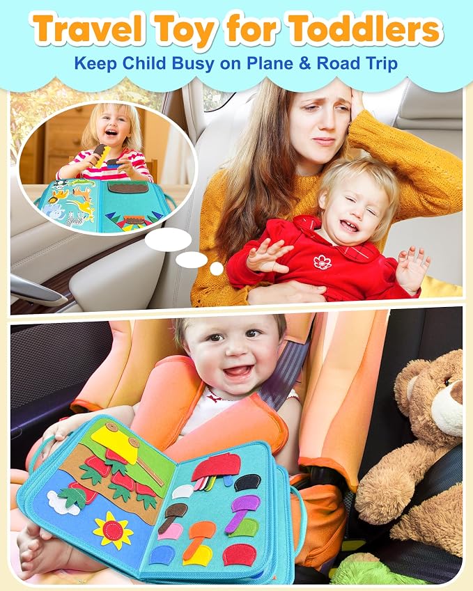 Busy Board Montessori Toys for Toddler Boy Girl Gifts Busy Book | Airplane Car Travel Toy, Learning Educational Toys, Activity Book, Toddler Activities, Sensory Toys, Fine Motor Skills