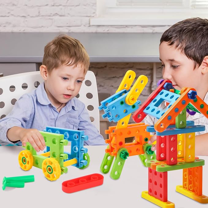 KUTOI Screw Building Blocks - 92 Pcs Kids Games - Sensory Construction Toy - STEM Toy for Preschool Learning Activities ， Perfect Educational Building Toys for Boys and Girls 3 Above