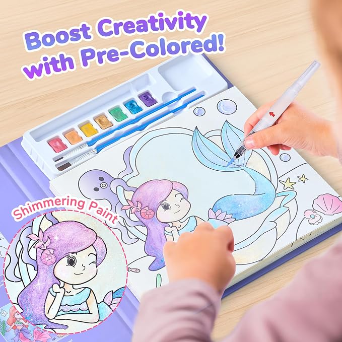 JoyCat Paint with Water Coloring Books for Toddlers (Underwater World) | Watercolor Painting Set for Kids Ages 3-5 & 4-8, Arts & Crafts Drawing Activity Travel Toy, Birthday Gifts for Boys & Girls