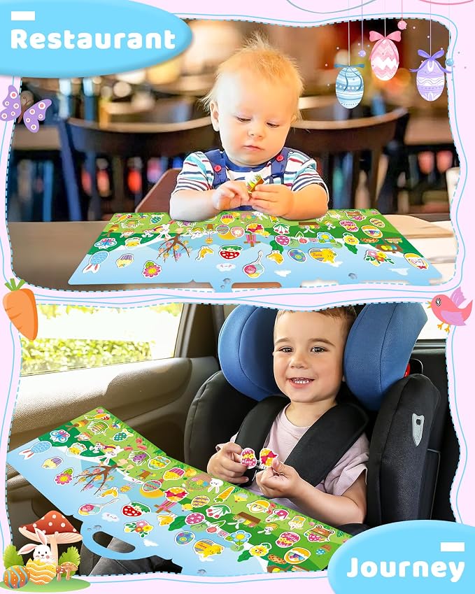 Benresive Reusable Sticker Book for Toddlers, Stickers for Kids, Travel Toy | Toddler Toys, Boys Girls Birthday Gifts, Airplane & Road Trip Essentials Kids, No Mess Waterproof Toddler Crafts Activities