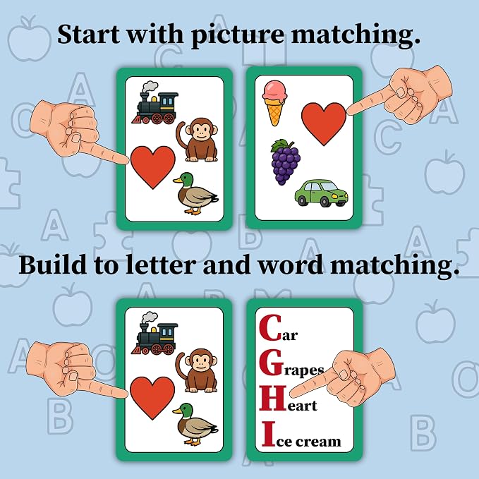 Montessori-Inspired Reading Matching Game for Ages 4-6 | Match Words Preschool & Kindergarten Early Reading Games | Letter & Word Recognition | Picture & Word Matching 1-4 Players