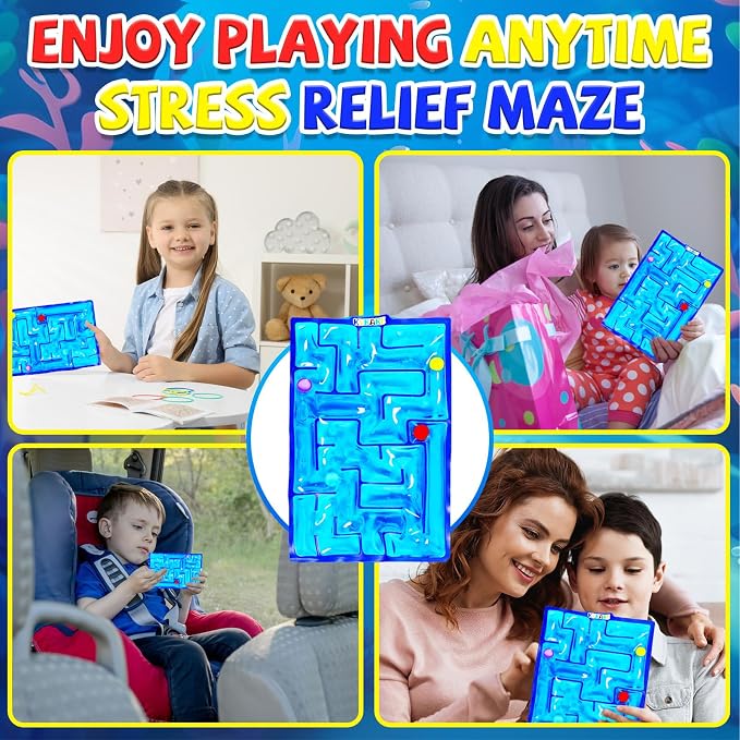 Sensory Maze Fidget, Sensory Toys Fidget Gel Filled Squishy Toy for Kids Adults Autism Stress Anxiety Relief Toys with Filled Goo for Calming Valentines Day Gifts for Him Her (Blue)