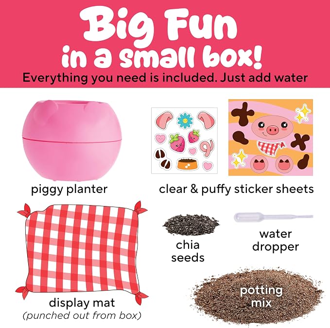 Creativity for Kids Plant-a-Pet Barnyard Pig Kit | Decorate, Plant & Grow Your Own Pet | Chia Seed Gardening Craft | Spring Crafts & Screen-Free Kids Activity (Ages 6+)