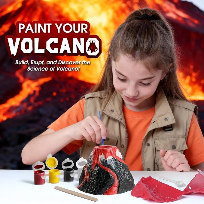 Volcano Science Kit, Kids Erupting STEM Experiment Set | Make a volcano erupt! Science experiment kit with non-toxic materials. Fun STEM project for kids, great educational gift.