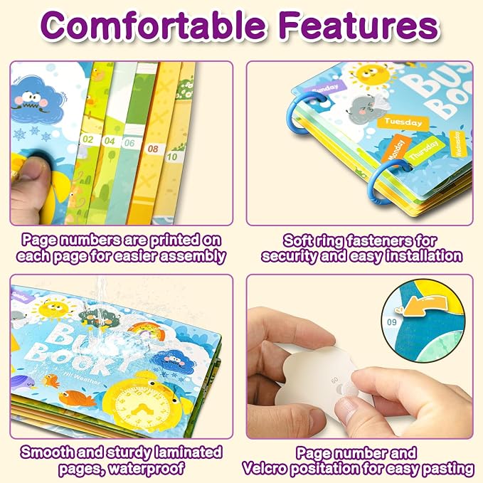 3 Pack Busy Books for Toddlers, Montessori Quiet Book, Preschool Learning Activities Educational Workbook, Sorting Matching Sticker Fixing, Gifts for Kids Age 3+ (Farm, Vehicle, Weather)