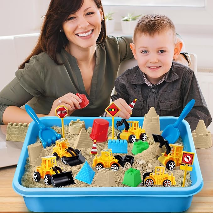 Sensory Bin Construction Kit with Sensory Sand | Play Sand, Pretend Play Beach Toy, Sandbox for Girls and Boys