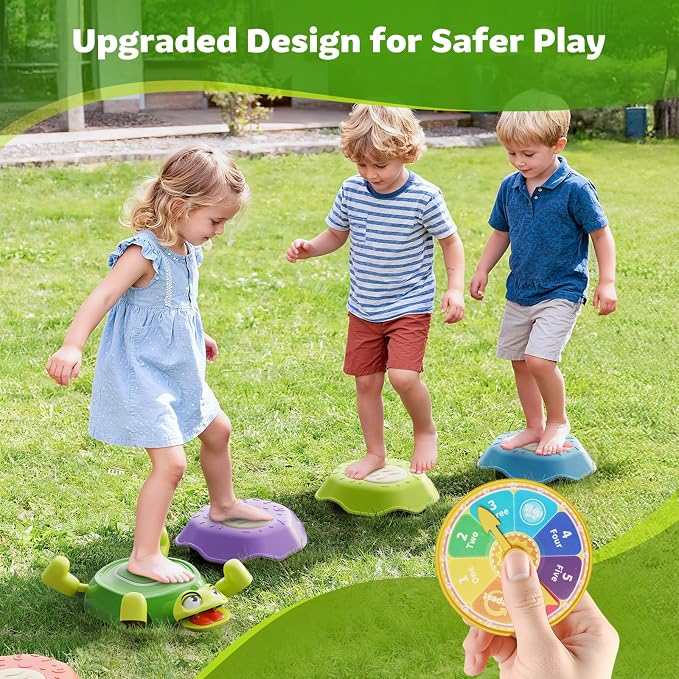 Stepping Stones for Kids & Toddlers 3-5, 6Pcs Non-Slip Sensory Toys & Obstacle Course for Indoor Outdoor Play, Develops Motor Skills, Balance & Coordination, Ideal Christmas & Birthday Gifts