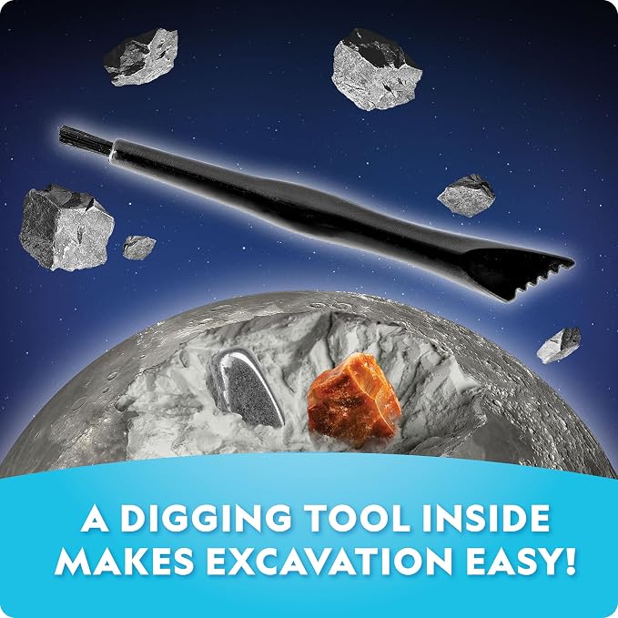 National Geographic Outer Space Gemstone Dig Kit with 5 Real Specimens | 5 Real Rocks and Gemstones, Space-Themed Dig Brick, Excavation Tools, Magnifying Glass, STEM Activity, Birthday Gift