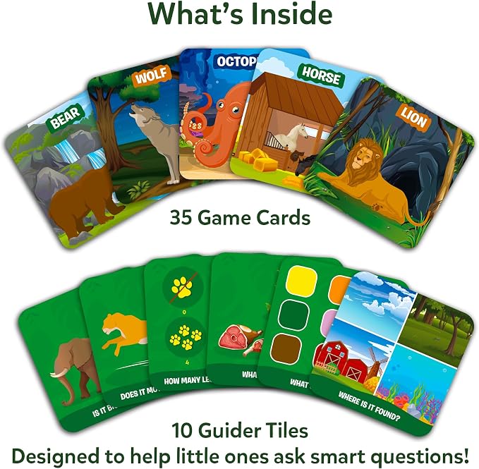 Skillmatics Guess in 10 Junior – Animal Kingdom, Card Game, Gift for Kids | Educational Trivia Game for Preschoolers, Travel Toy & Guessing Board Game, Screen-Free, Boys & Girls Ages 3, 4, 5 & 6