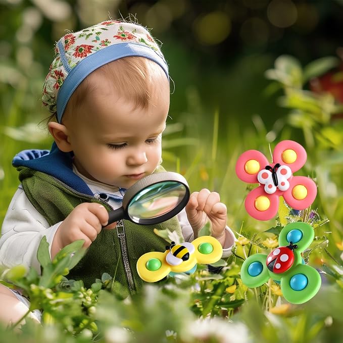 Suction Cup Spinner Airplane Travel Toys for 1 Year Old Boy Girl | Spinning Top 12 18 Months,1 2 Year Old Boy Birthday Gift,Baby Bath Toy for Kids Ages 1-3,Sensory Toy for Infant Toddlers