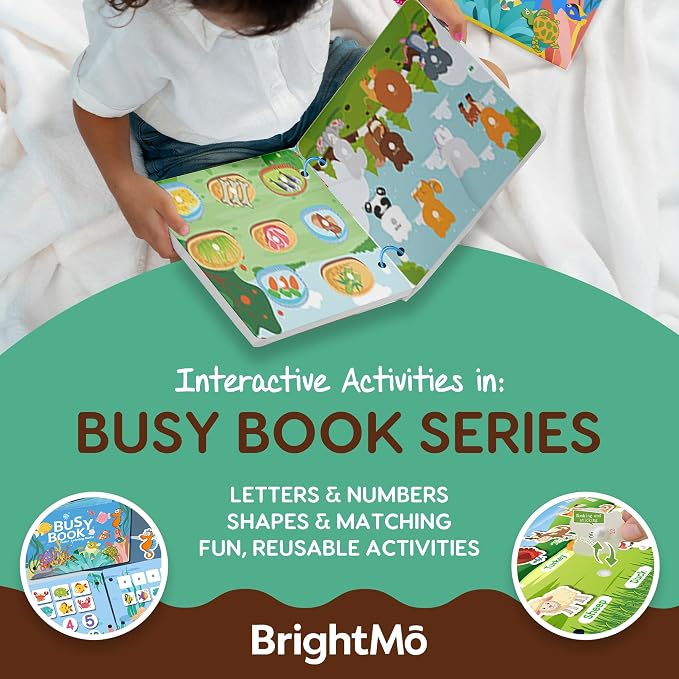Montessori Busy Book (Animal Theme) – Preschool Learning Activities for Ages 3+, Fine Motor Skills, Travel Activity Kit, Interactive Velcro Learning Toy