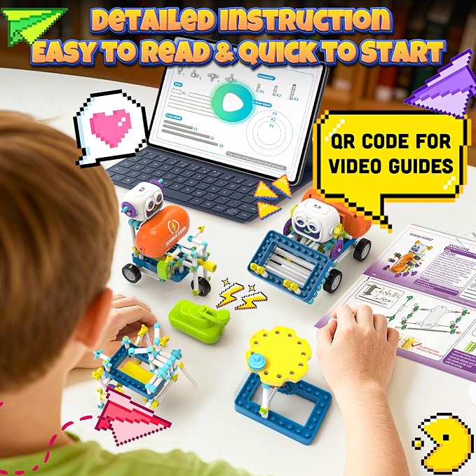 SMILESSKIDDO 120-in-1 Science Robot Kit STEM Learning & Education Toy | 120+ Experiments, Build a Robot, Step-by-Step Guide, Educational Gift for Boys & Girls, STEM Learning, Ages 5+