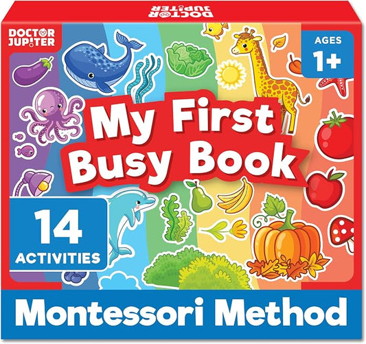 Doctor Jupiter My First Montessori Busy Book for Kids Ages 1-2-3 Year Old | Birthday Gift for Boys & Girls Ages 1,2,3, My First Montessori Busy Book, Toddler Learning Activities, Educational Travel Toy